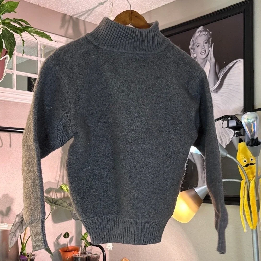 The North Face Quarter Zip‎ Sweater Mens XL Grey 100% Wool Vintage Gorpcore